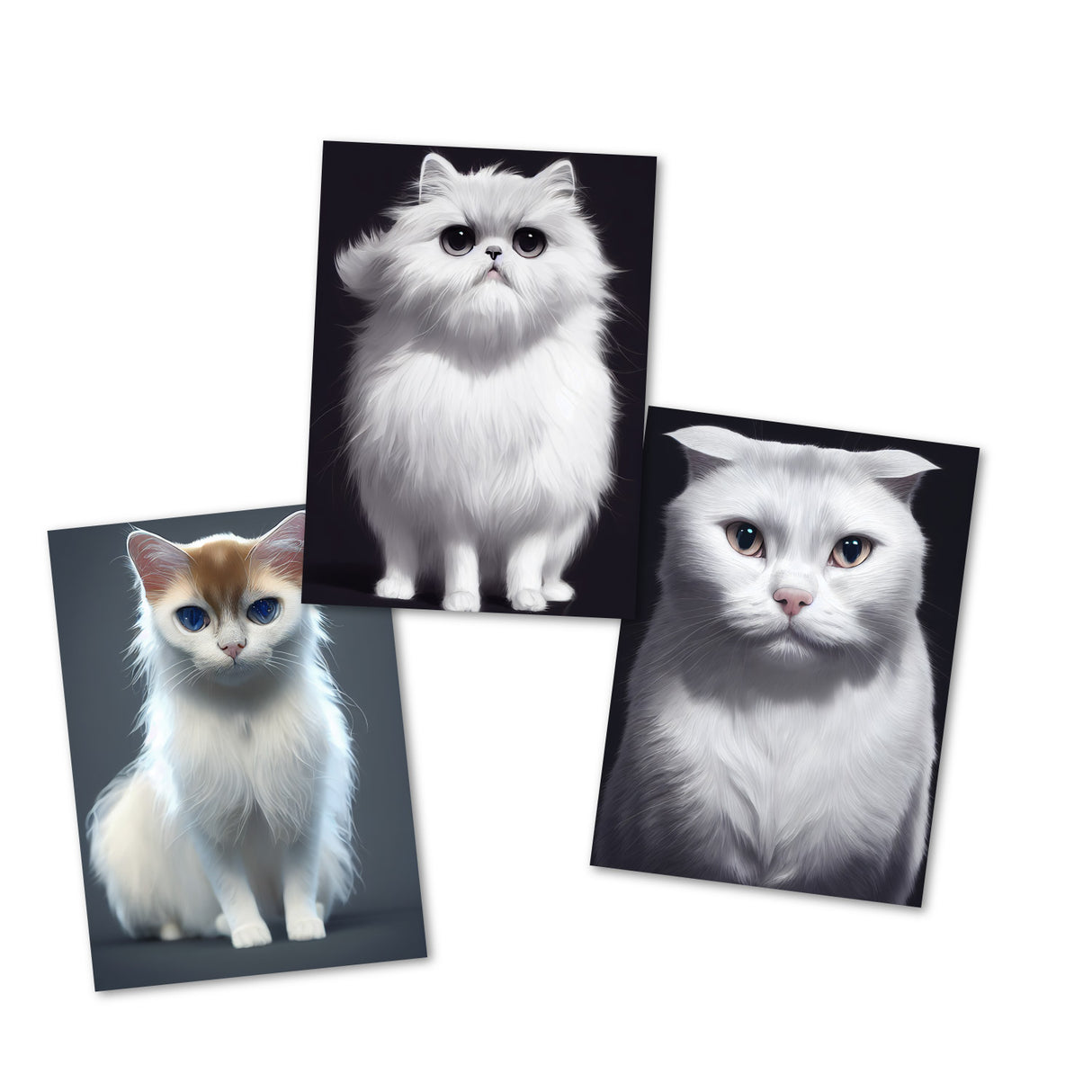 Postkarten A6 Set (15 Cards) Süße Katzen in verschiedenen Rassen Portraits I digital Painting