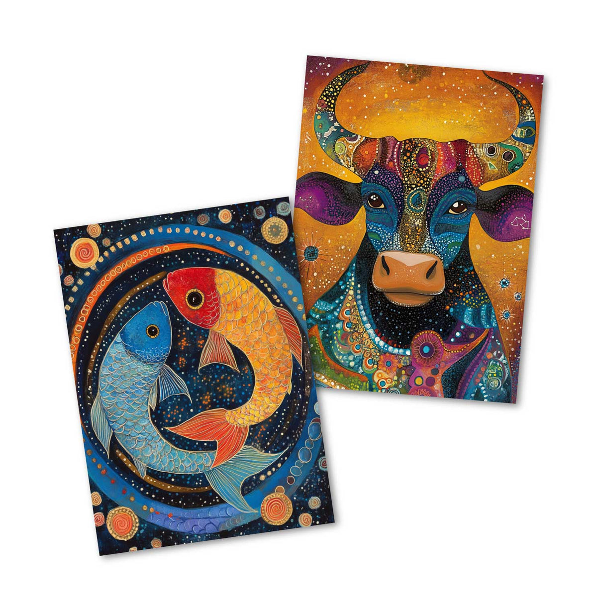 Sternzeichen- im Cutout Stil (12 Karten) Grußkarten, Klappkarten und Postkarten mit zauberhaften Sternzeichen-Motiven