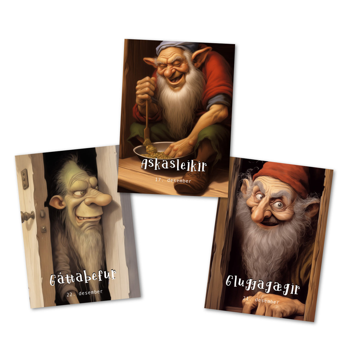 Islands Yule Lads Karten Set A6 (15 Cards) Isländische Weihnachtsmänner I Weihnachtsbuben I Weihnachtstrolle I Humorvolle Folklore Karten