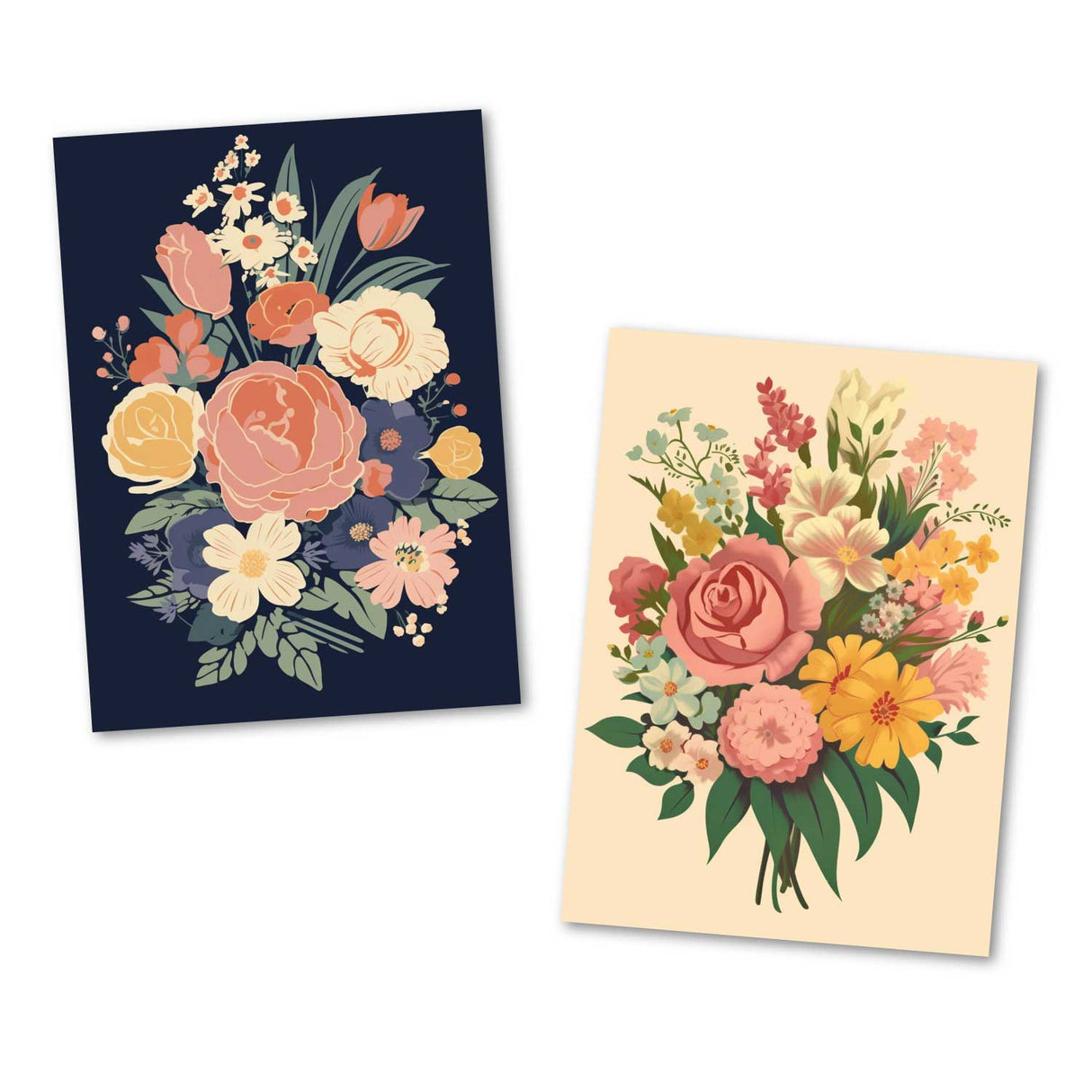 Frühling: Postkarten A6 Set (10 Cards) Vintage Illustration Blumen Grußkarten I Neutrale Grußkarten mit Blumensträußen