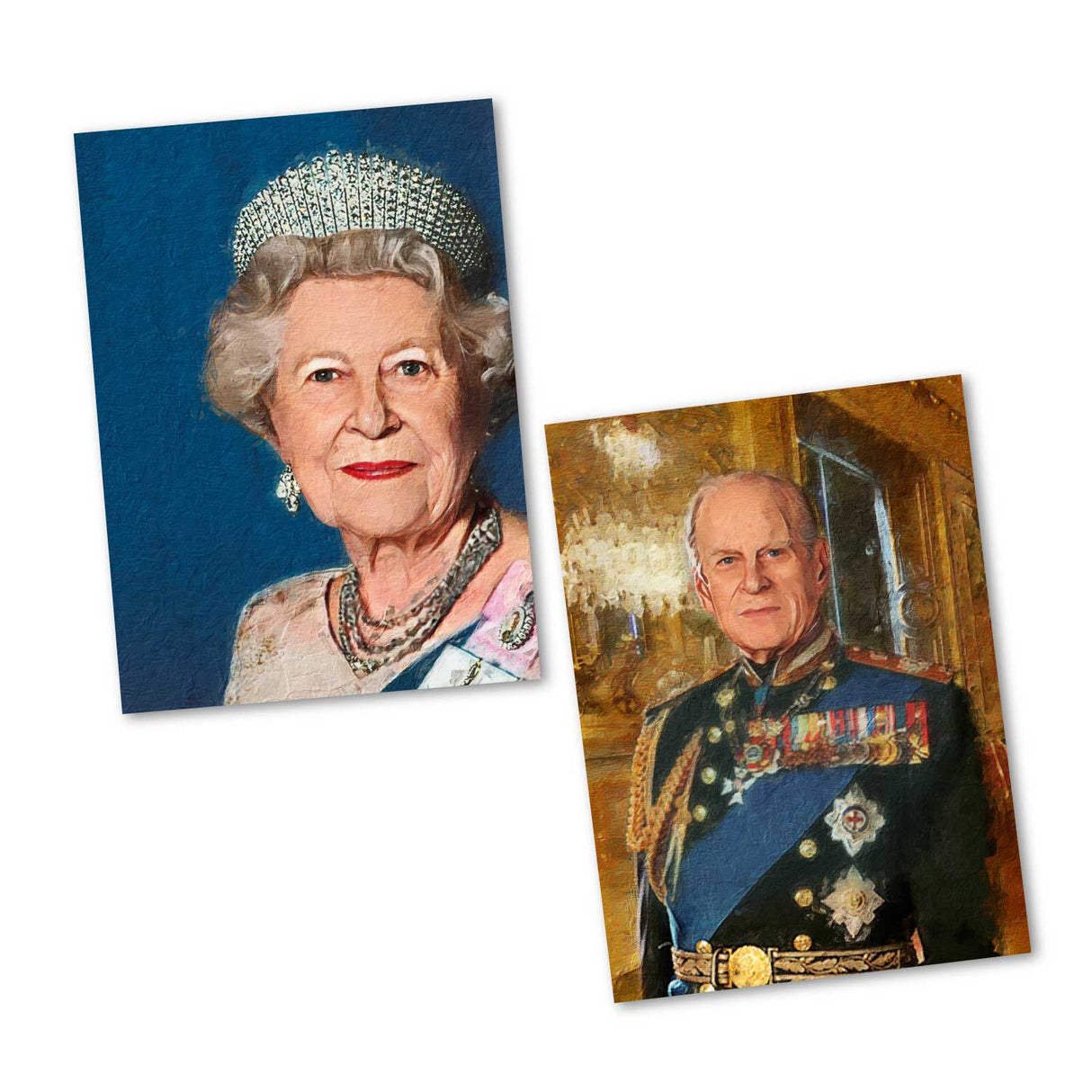 Postkarten A6 Set (8 Cards) Queen Elisabeth II Prince Philip I digital Painting I Royal Family I Queen Jubiläum