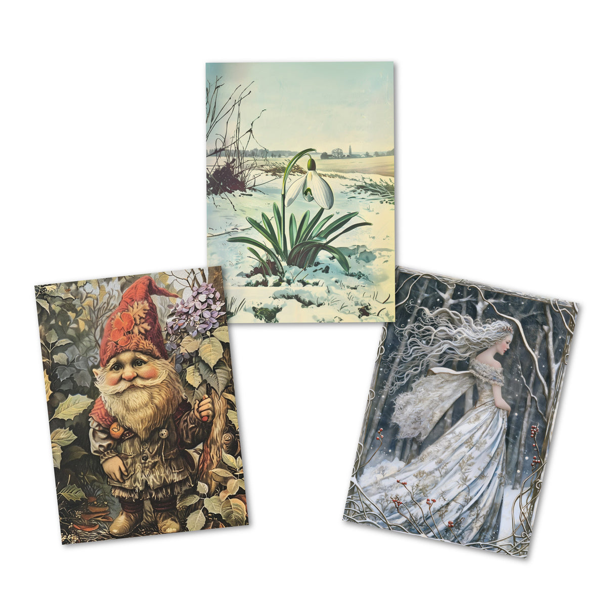 Traditionelle Märchenkarten Set (15 Karten) | Vintage Postkarten mit Märchen Motiven von Hans Christian Andersen - Illustration Vintage