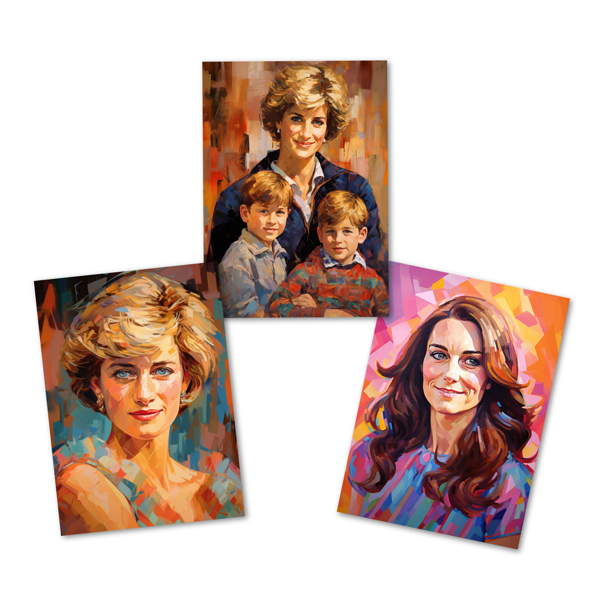 Postkarten A6 Set (15 Cards) The Royal Family modern Aquarell Art I digital Painting I William Kate Charles Diana Camilla Elizabeth Harry
