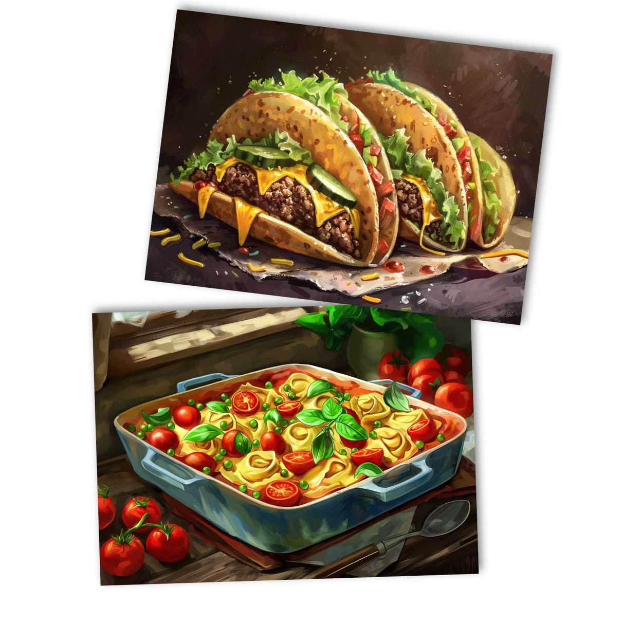 Leckere Gerichte und Rezeptkarten; Postkarten A6 Set (10 Cards) Gerichte Speisen Vorschläge I Kunstvolle Stillleben Mahlzeiten