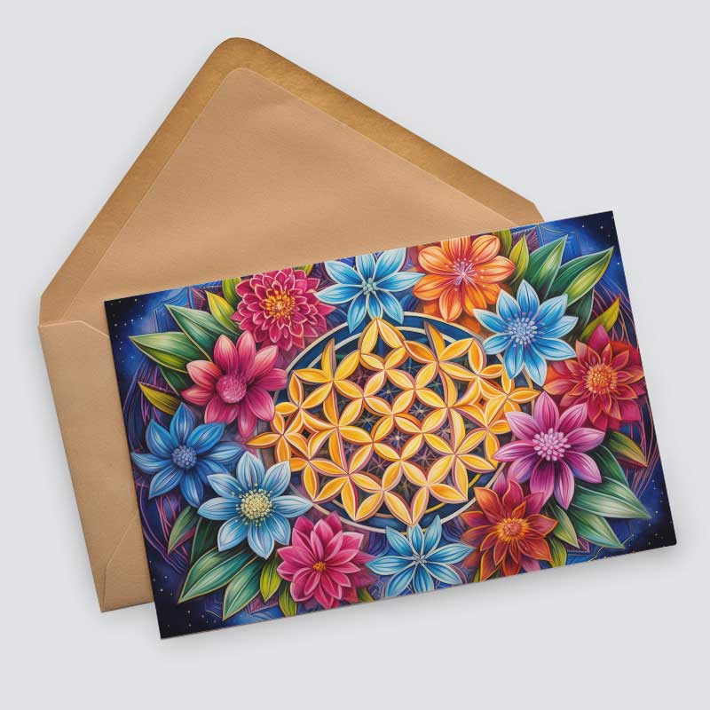 Colorful Flower of Life Card Set (10 cards) | Flower of Life | Poison | Wall Decoration | Image Deco Spiritual | decoration