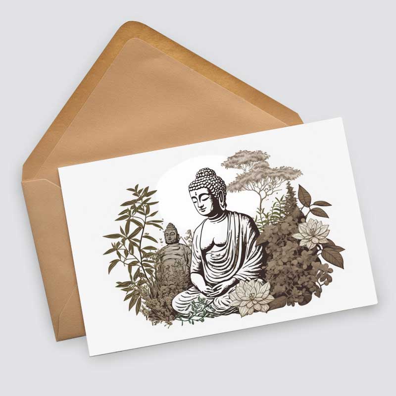 Buddha Meditation Karten Set (13 Karten) | Mandala Grußkarten | Neutral | Wanddekoration | Wasserfarben Aquarell I Wandbild Buddha