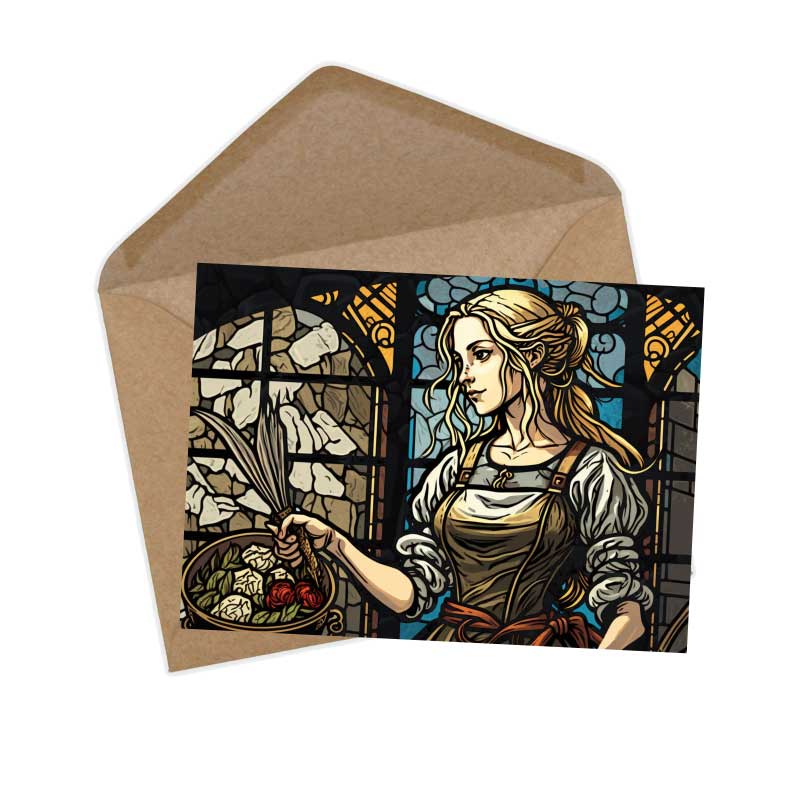 Frau Holle Karten Set A6 (15 Cards) Illustrierte Märchen Stained Glass I von den Gebrüdern Grimm im Original als kunstvolles Set