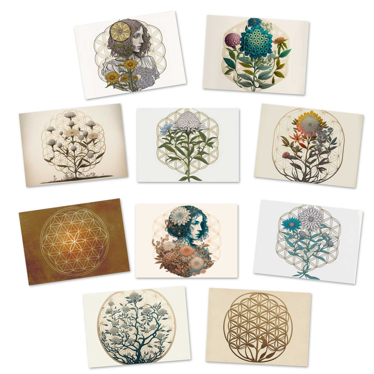 Flower of Life Cards Set (10 Cards) | Flower of Life | poison | wall decoration | Image Deco Spiritual | Decoration I mural