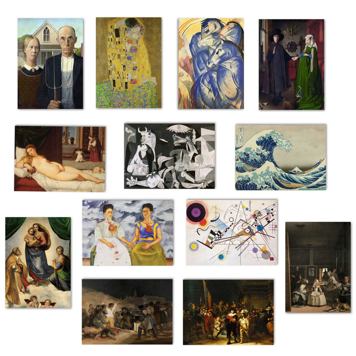 Kunstvolle Karten im Set (13 Karten) | Die größten Kunstwerke als Grußkarten I Postkarten Klappkarten | Bekannte Künstler I Kunstdruck