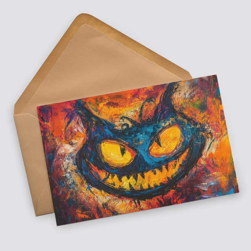Halloween Katzen Karten Set – 10 kunstvolle Grußkarten A6 | Spooky Postkarten Klappkarten | Gothic Geschenkidee Katzen Halloween lustig