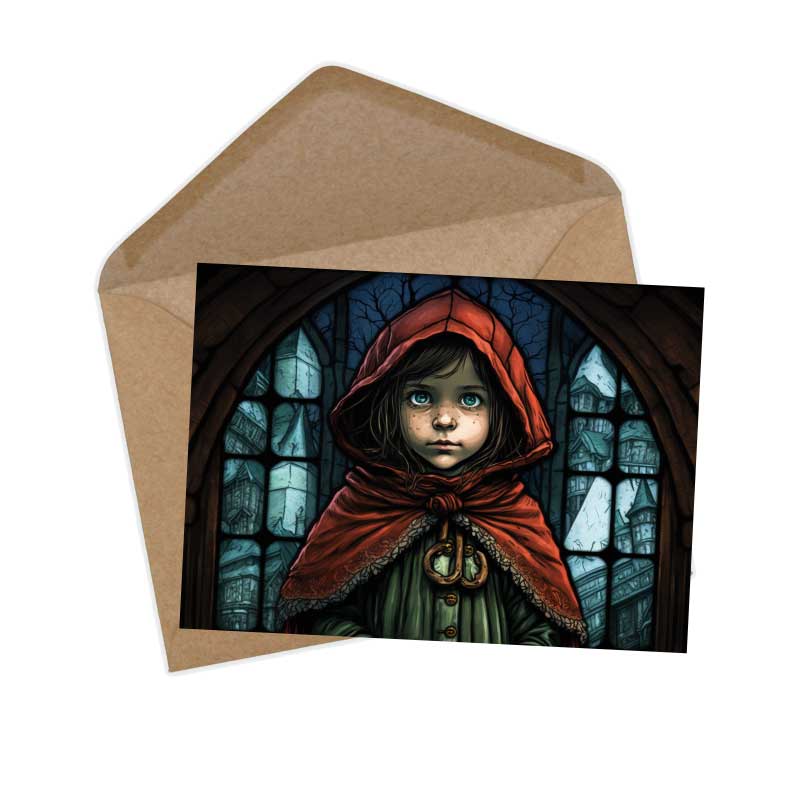 Rotkäppchen (15 Cards) Illustrierte Märchen Stained Glass I von den Gebrüdern Grimm im Original als kunstvolles Set