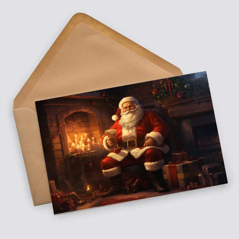 Santa Clause - Christmas Cards (10 cards) | Vintage Christmas | Poison | Watercolor Drawing Santa Claus I Postcard Folding Card