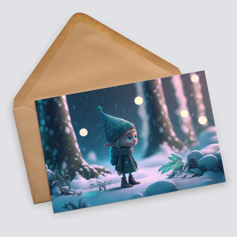 Weihnachtselfen Kartenset - Kinder Geschenkkarten Set (10 Karten) | Weihnachtskarten im Fantasy Style | Geschenk | Klappkarte Postkarten