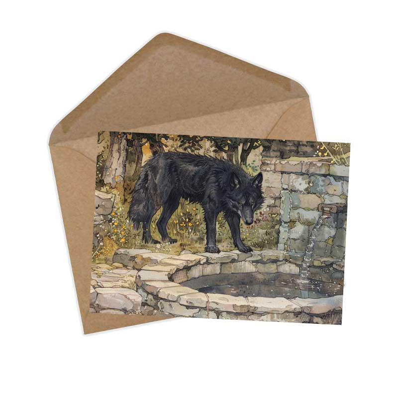 Der Wolf und die sieben jungen Geißlein Karten Set A6 (15 Cards) Illustriertes Märchen I von den Brüdern Grimm im Original I Vintage Karten