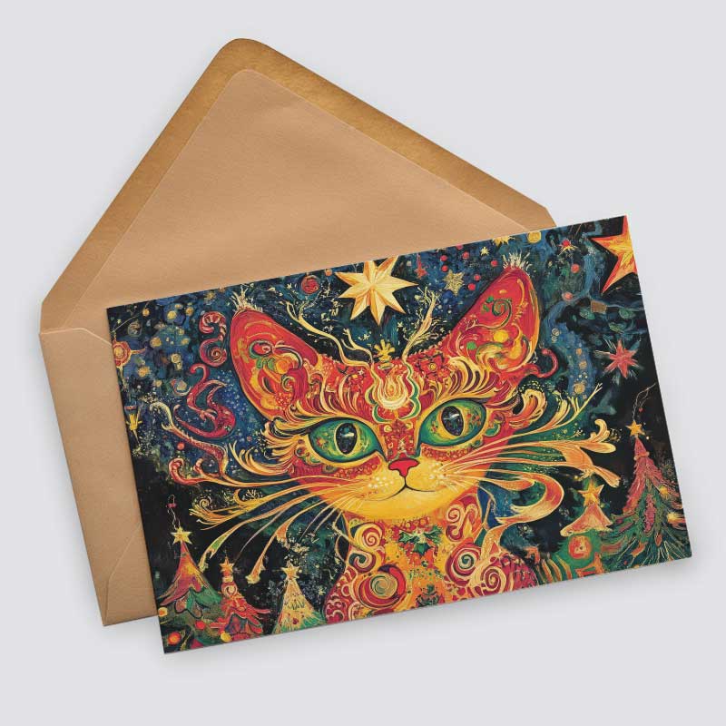 Weihnachtskarten Set Katzen | 12 festliche Karten mit Katzenmotiven | A6 Postkarten oder Klappkarten | Bunte Weihnachtsgrüße für Katzenfans