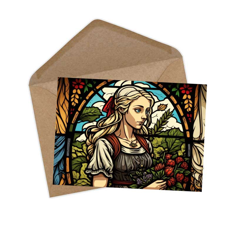 Frau Holle Karten Set A6 (15 Cards) Illustrierte Märchen Stained Glass I von den Gebrüdern Grimm im Original als kunstvolles Set