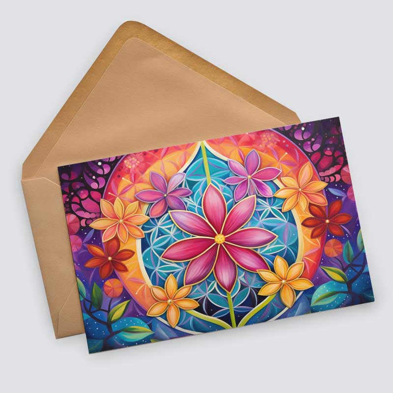 Colorful Flower of Life Card Set (10 cards) | Flower of Life | Poison | Wall Decoration | Image Deco Spiritual | decoration