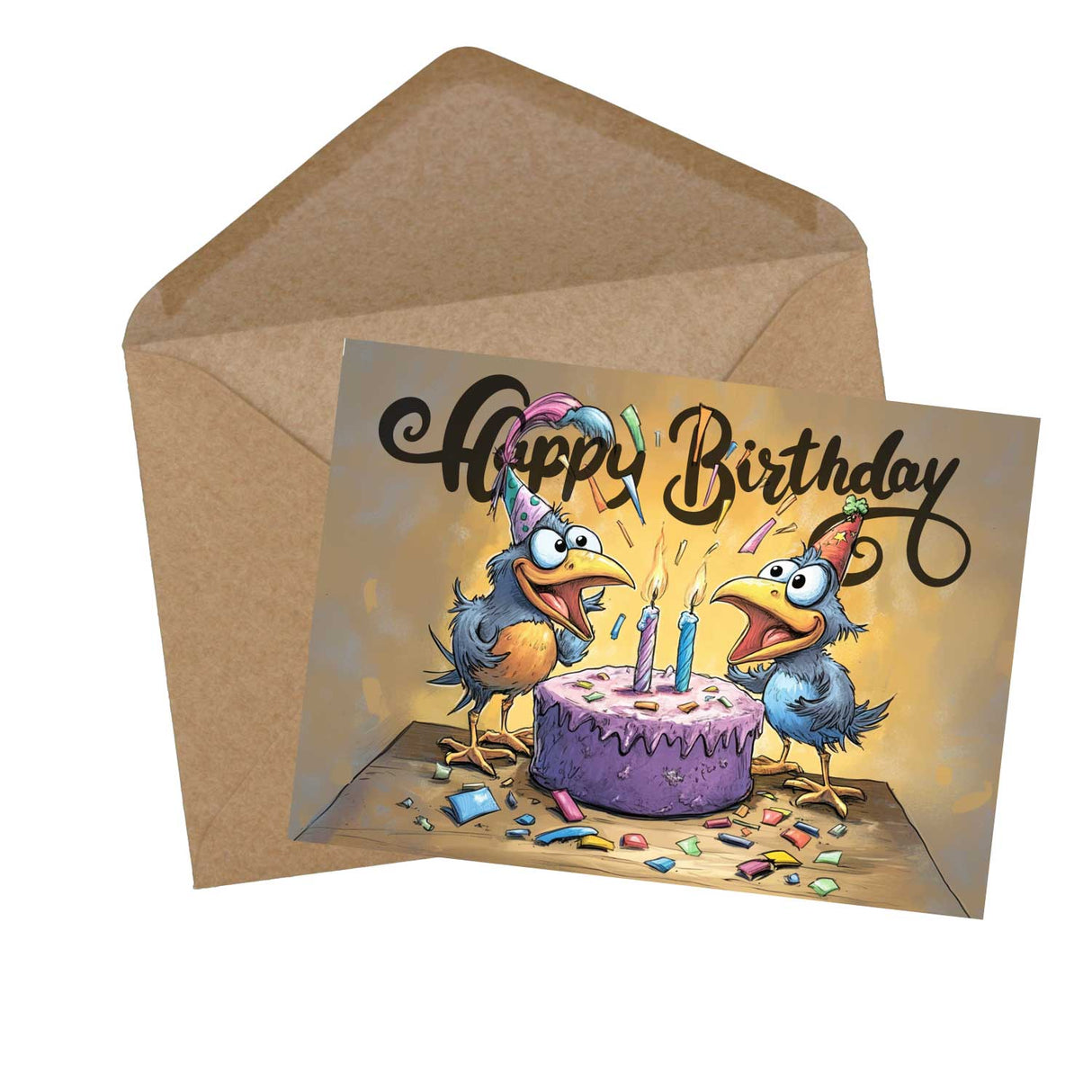 Lustige Geburtstags Grußkarten Set (10 Karten) | Humorvolle Vogel Karten zum Geburtstag | Grußbotschaft im lustig Comic Style