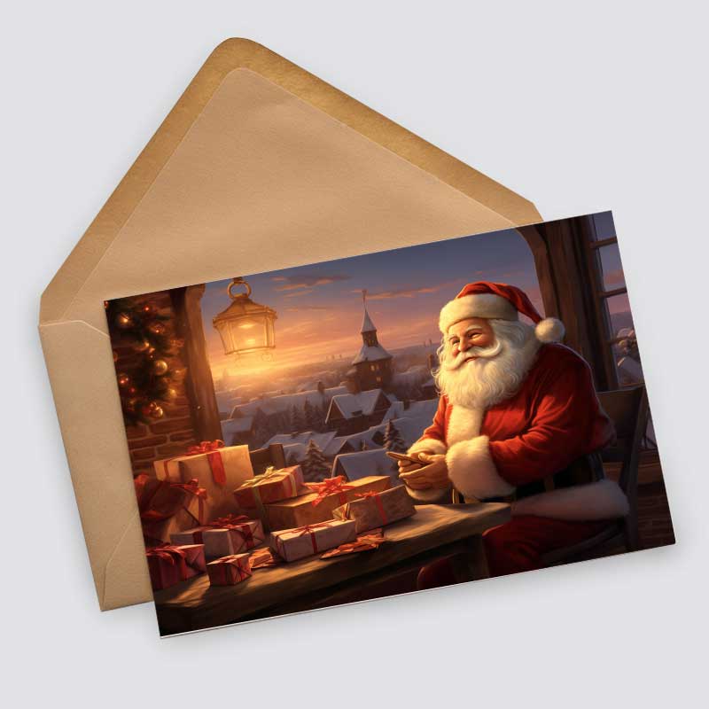 Santa Clause - Christmas Cards (10 cards) | Vintage Christmas | Poison | Watercolor Drawing Santa Claus I Postcard Folding Card