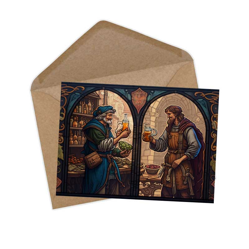 Rumpelstilzchen Karten Set A6 (15 Cards) Illustrierte Märchen Stained Glass I von den Gebrüdern Grimm im Original als kunstvolles Set