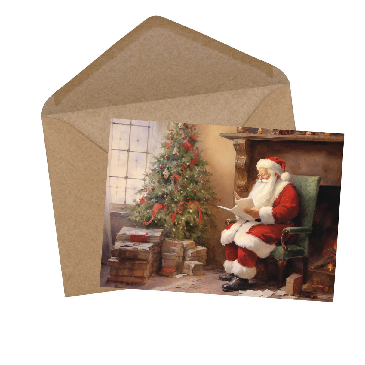 Santa Clause V2- Weihnachtskarten (10 Karten) | Vintage Weihnachten | Geschenk | Aquarellzeichnung Nikolaus I Postkarte Klappkarte