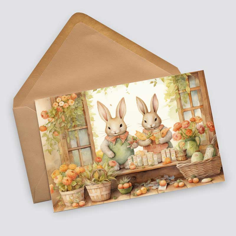 Ostern Kinder und Osterhasen Karten Set (10 Karten) | Märchenhafte Ostern | Geschenk | kinderbuch Zeichnungen Osterhase Ostereier
