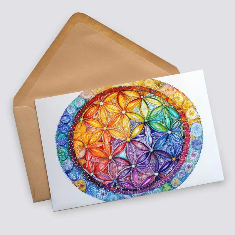 Colorful Flower of Life Card Set (10 cards) | Flower of Life | Poison | Wall Decoration | Image Deco Spiritual | decoration