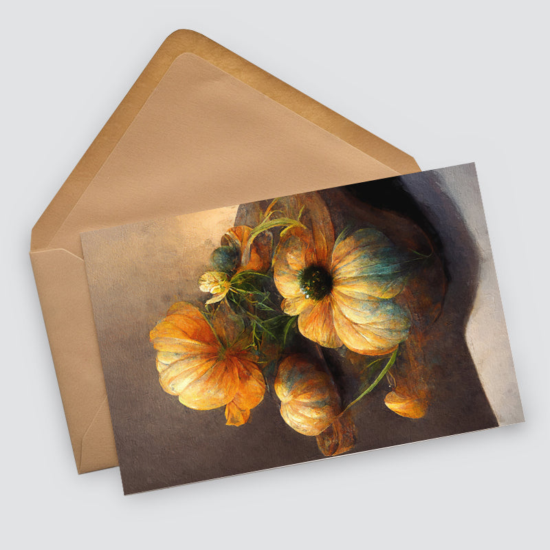 Postkarten A6 Set (10 Cards) Vintage Herbstblumen Kürbisse I digital Painting I Neutrale Grußkarten mit herbstlichen Aquarellmalerei