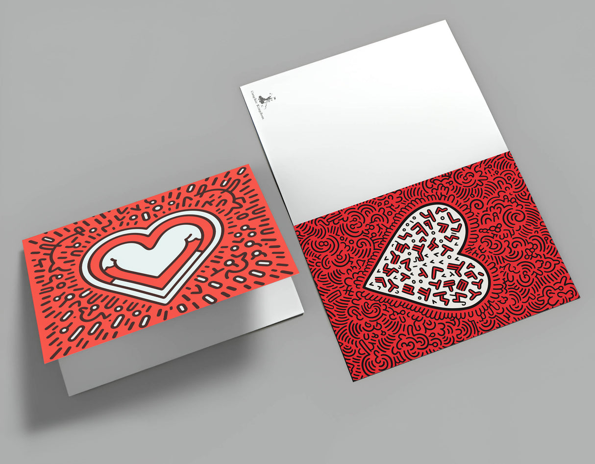 Valentinskarten Liebe Postkarten A6 Set (10 Cards) Keith Haring Style I Karten für Liebesbotschaften