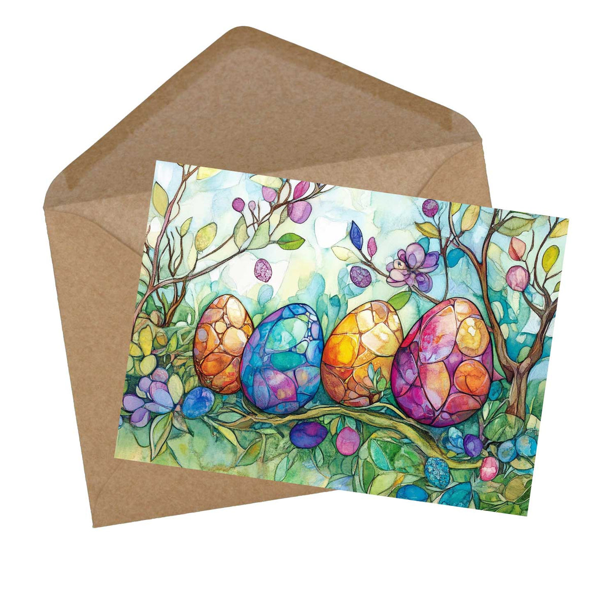 Oster Grußkarten Set (12 Karten) | Osterhasen und Blumen im Aquarell Look | Geschenk | Wanddekoration | Postkarten, Klappkarten Ostermotive