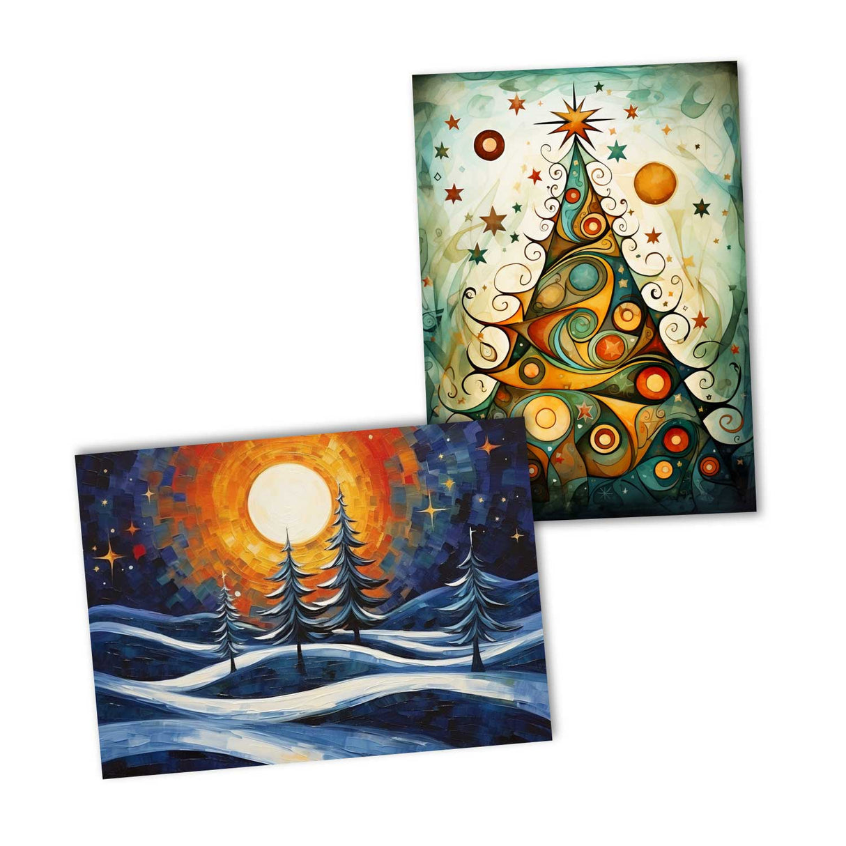 Weihnachten Grußkarten Set V2 (10 Karten) | Kunstvolle Weihnachts Karten | Geschenk | Karte mit Grußbotschaft | Postkarte oder Klappkarte