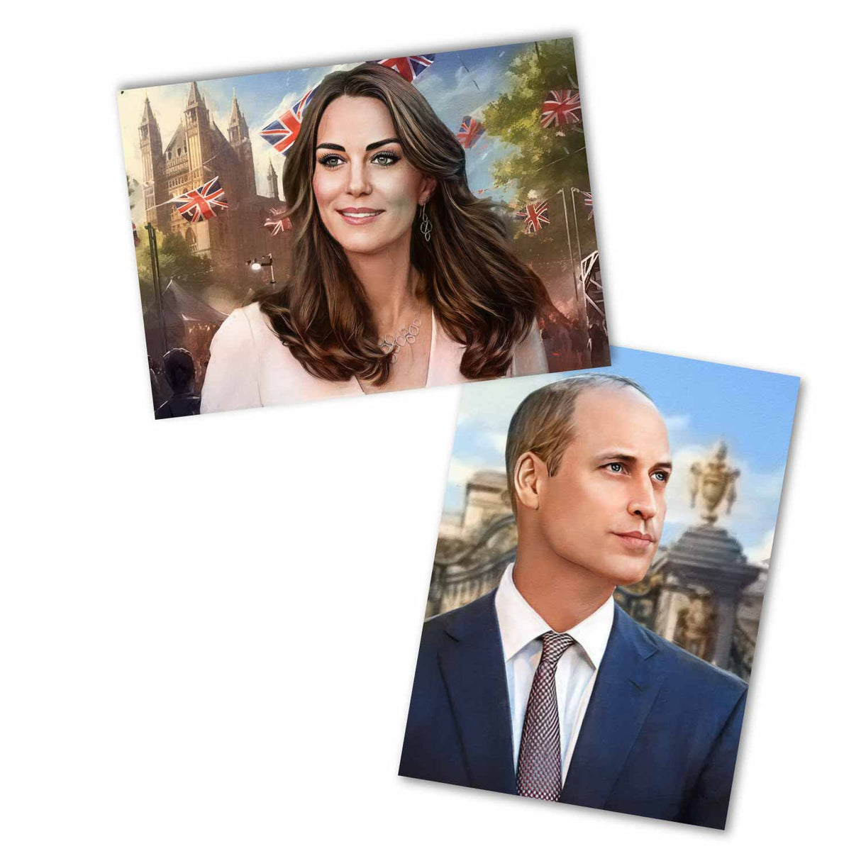 Prinz William & Kate Postkarten A6 Set (10 Cards) Royals I Painting I Royal Family I Prince William and Kate Middleton