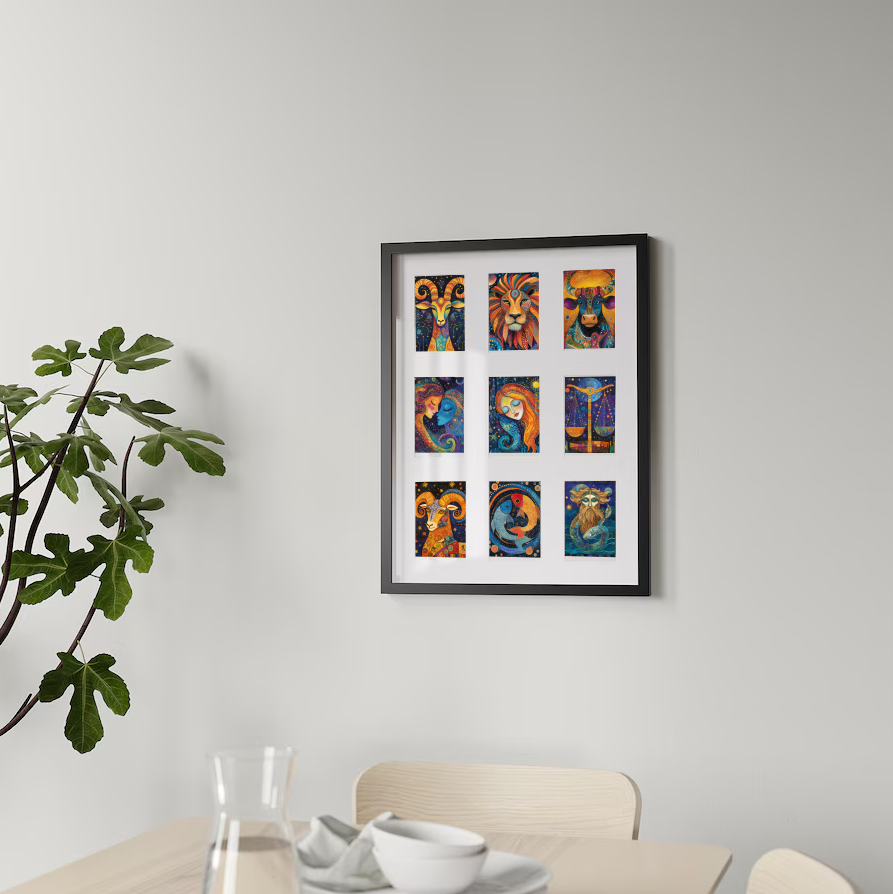 Sternzeichen- im Cutout Stil (12 Karten) Grußkarten, Klappkarten und Postkarten mit zauberhaften Sternzeichen-Motiven