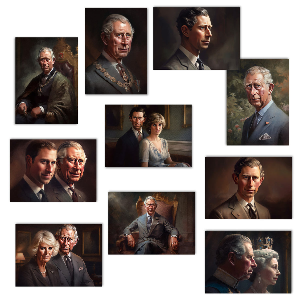Postkarten A6 Set (10 Cards) König Charles Krönung Edition II Prinz Charles I digital Painting I Royal Family I Charles Windsor