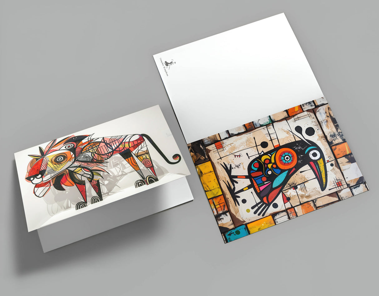 Abstrakte Tiermotive - Grußkarten àla Kandinsky - Kartenset mit 10 Karten | Postkarten und Klappkarten | kunstvolles Geschenk