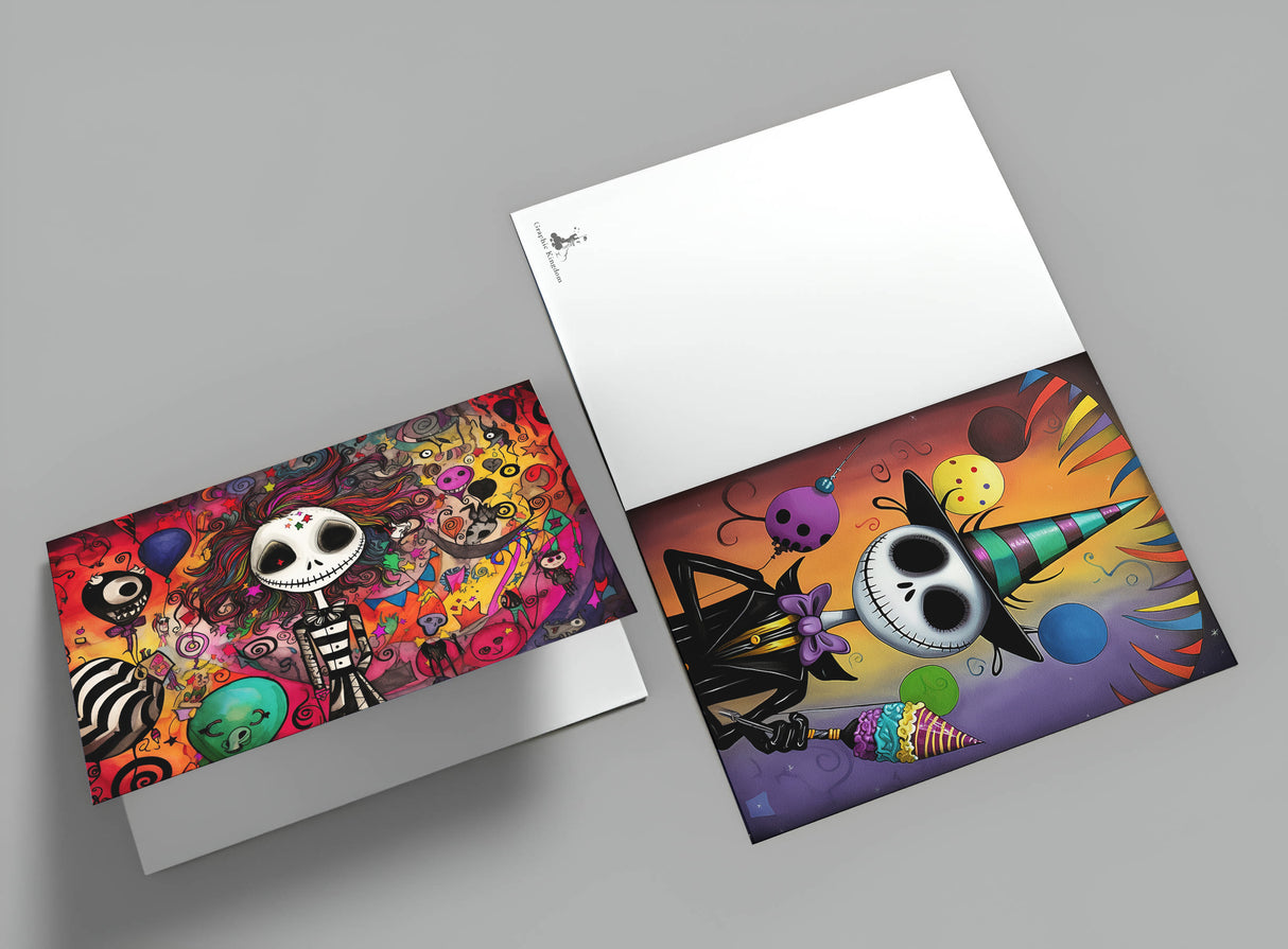 Schaurig schöne Geburtstags Grußkarten Set (15 Karten) | Kunstvolle grusselige Karten zum Geburtstag | Grußbotschaft im Tim Burton Style