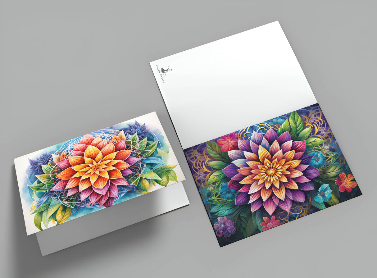 Colorful Flower of Life Card Set (10 cards) | Flower of Life | Poison | Wall Decoration | Image Deco Spiritual | decoration