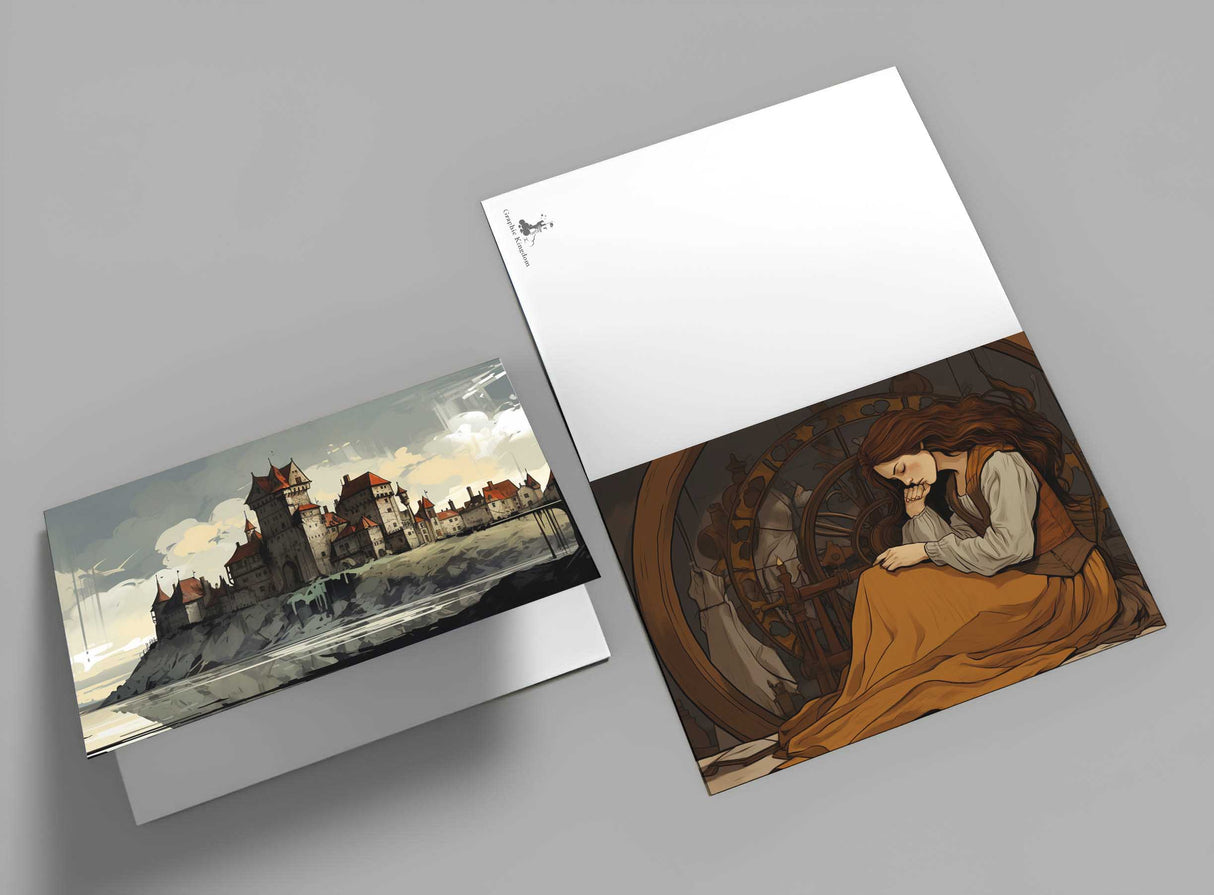 Die drei Spinnerinnen Karten Set A6 (15 Cards) Illustriertes Märchen I von den Gebrüdern Grimm im Original als kunstvolles Set