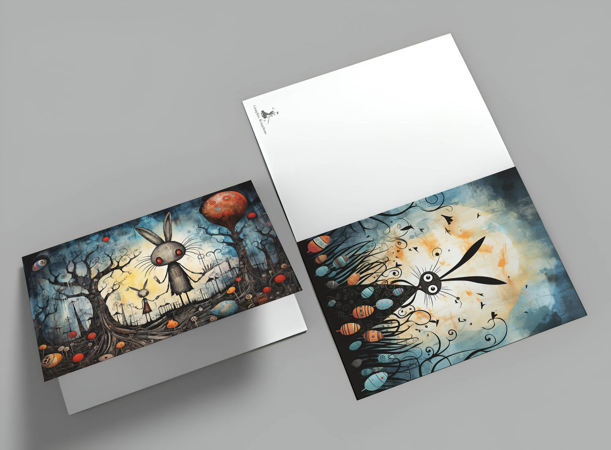 Ostern: Schaurig schöne Oster Grußkarten Set (10 Karten) | Kunstvolle grusselige Osterkarten | Karte mit Grußbotschaft | Tim Burton Style