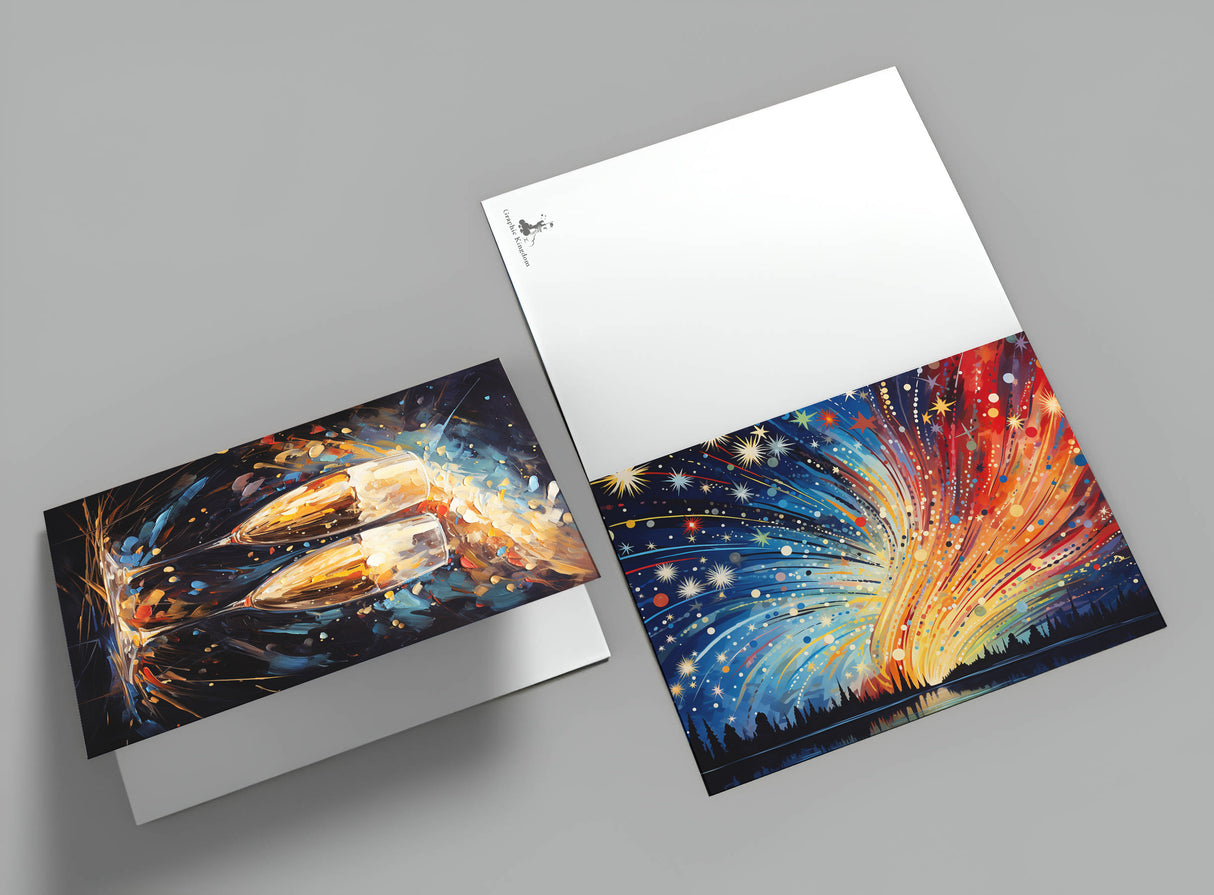 New Year greeting card set V2 (10 cards) | Happy New Year cards | poison | card with greeting message | postcard or folded card