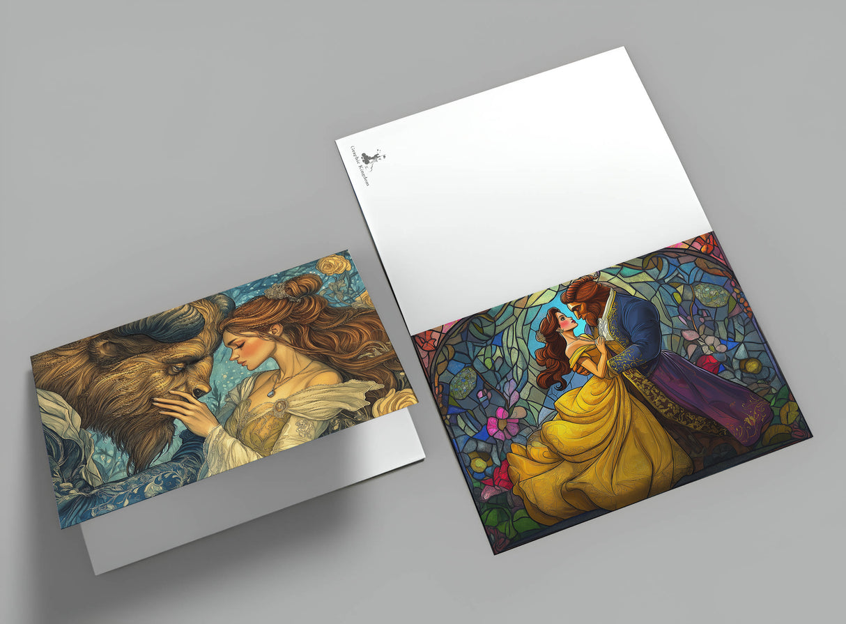 Die Schöne und das Biest Set A6 (15 Cards) kunstvoll Illustrierte Märchen  I im Original als kunstvolles Set