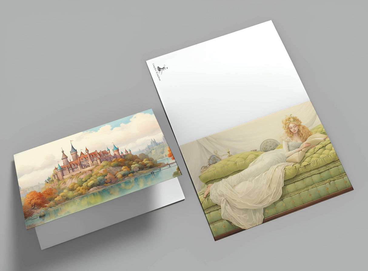 Die Prinzessin auf der Erbse Set A6 (15 Cards) kunstvoll Illustrierte Märchen I von H.C. Andersen im Original als kunstvolles Set