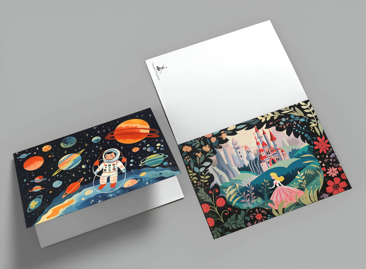 Kinder Geburtstags und Einladungskarten Set (15 Karten) | Märchenhafte Motive | Geschenk | für Jungen und Mädchen