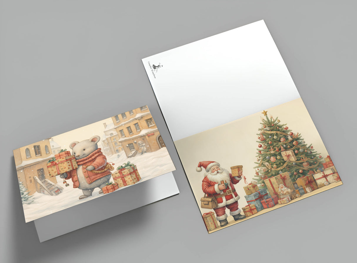 Weihnachten Kinder und Santa Karten Set (10 Karten) | Märchenhafte Weihnachten | Geschenk | kinderbuch Zeichnungen Santa Clause Weihnachten