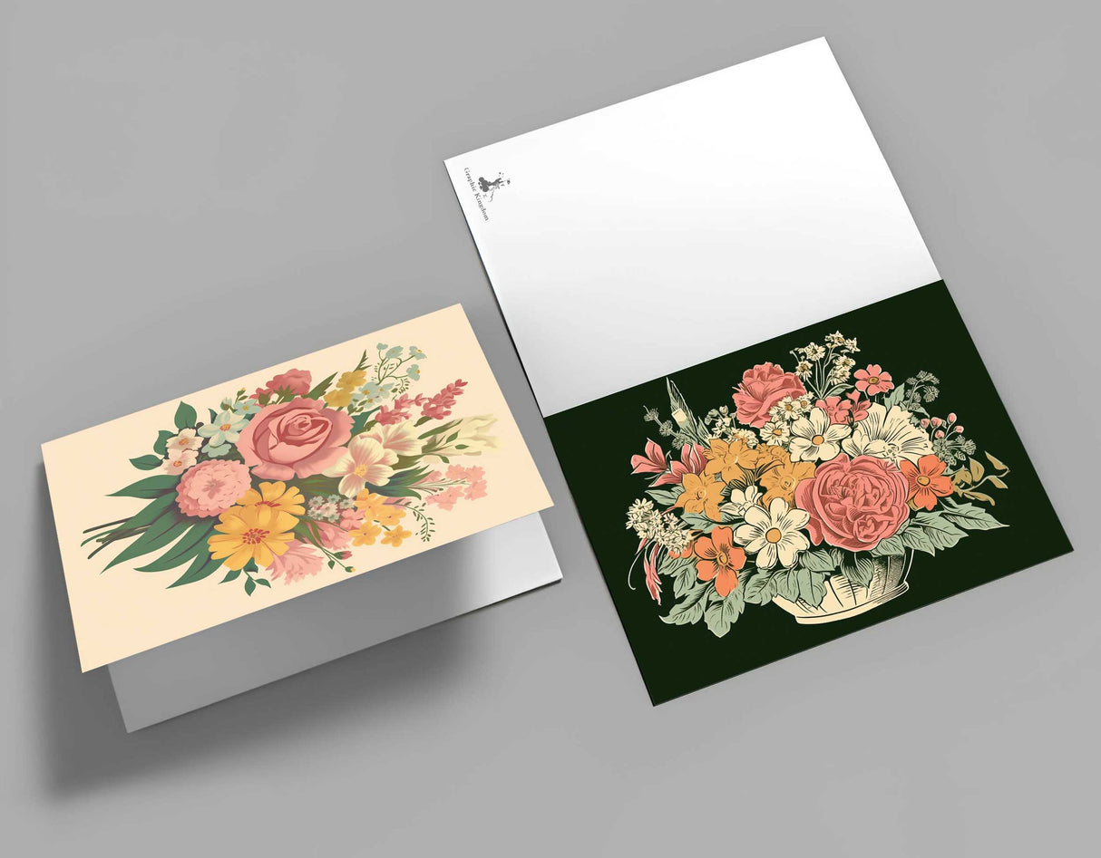 Frühling: Postkarten A6 Set (10 Cards) Vintage Illustration Blumen Grußkarten I Neutrale Grußkarten mit Blumensträußen