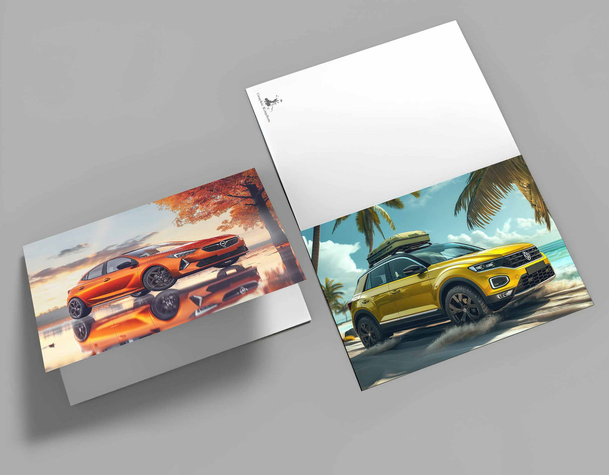 Die schönsten Autos als Grußkarten im Set VOL 2 (15 Karten) | Kunstvolle Motivkarten Autos | Cars, Mercedes, Ford,