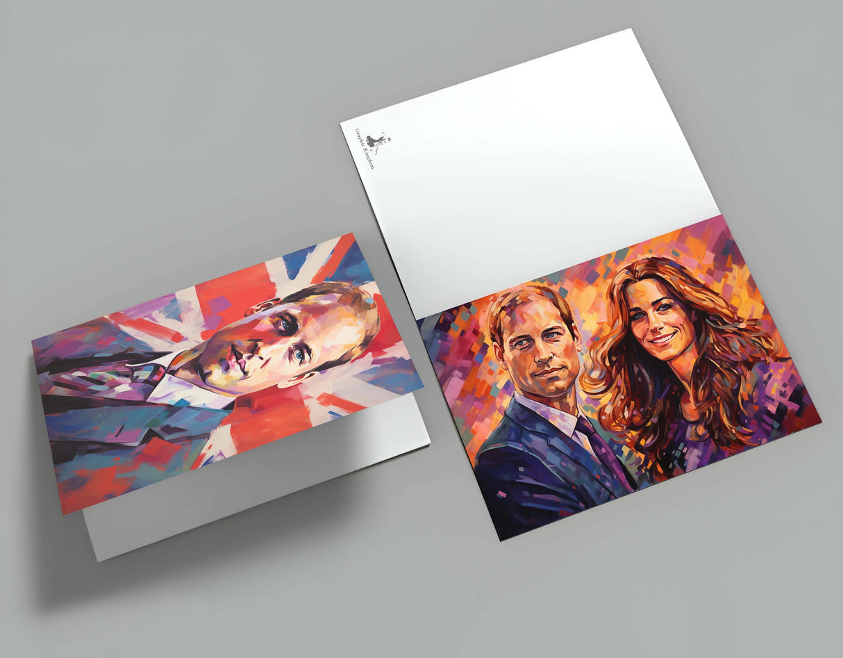 Postkarten A6 Set (15 Cards) The Royal Family modern Aquarell Art I digital Painting I William Kate Charles Diana Camilla Elizabeth Harry
