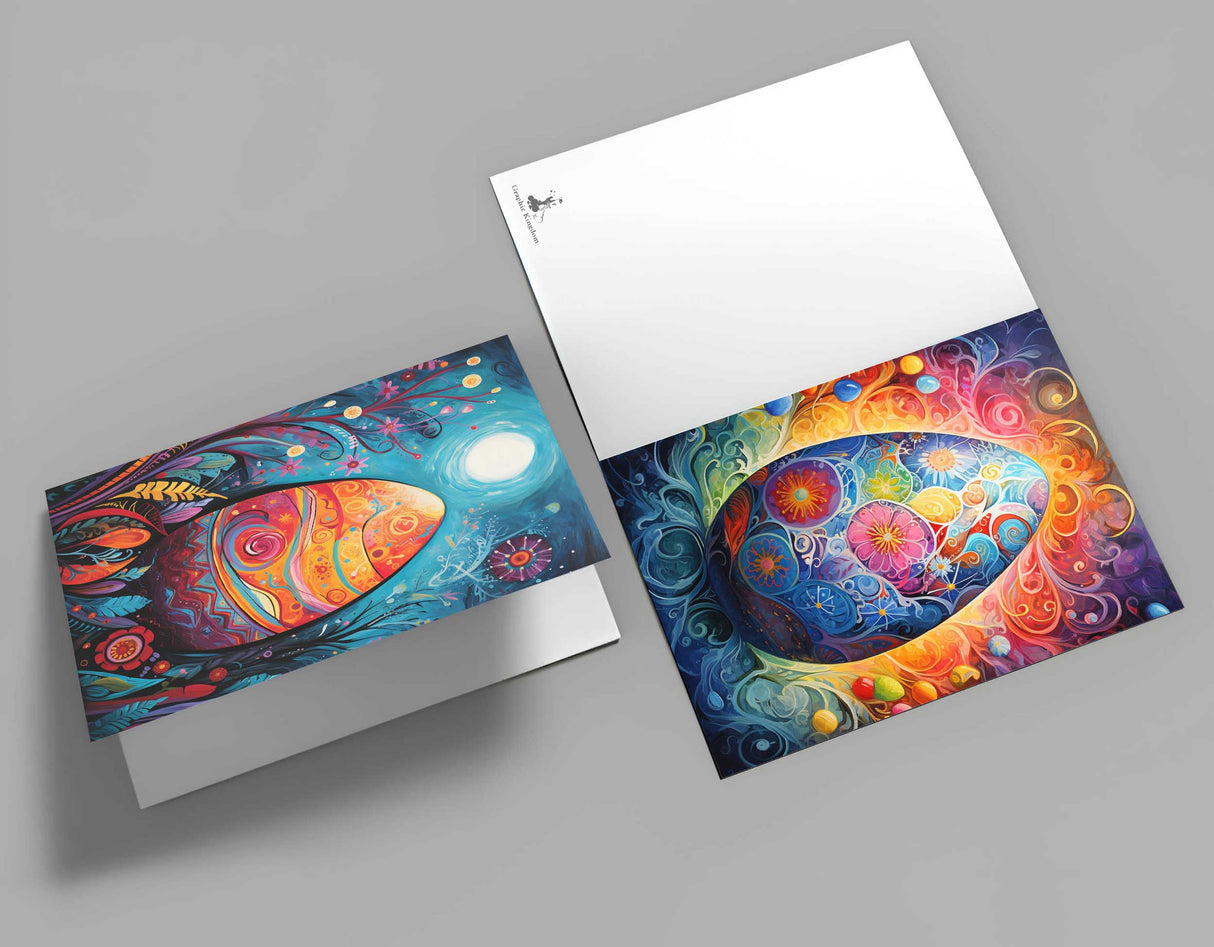 Ostereier Grußkarten Set V3 (10 Karten) | Kunstvolle Oster Karten | Geschenk | Karte mit Grußbotschaft | Postkarte oder Klappkarte