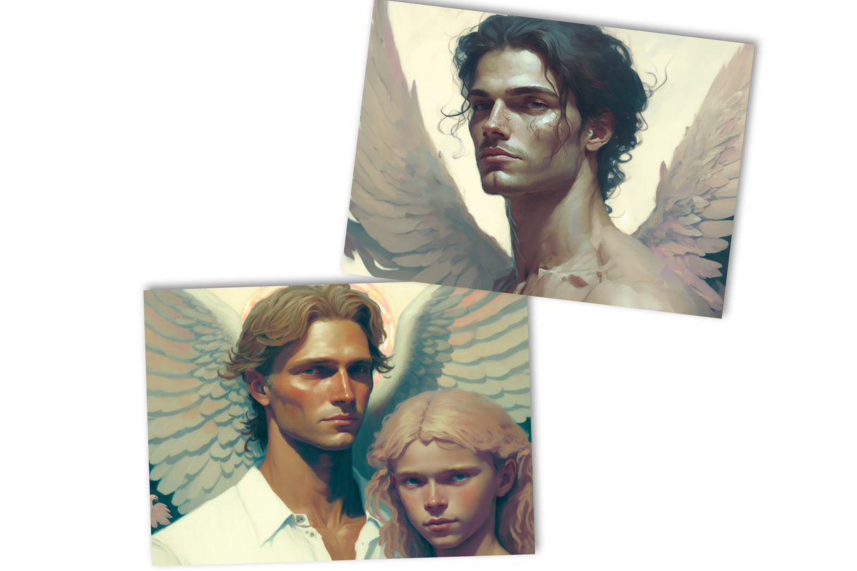 Engel Postkarten Set (10 Karten) | Kunstvolle Engel | Geschenk | Kondolenzkarte | Religiöse Christliche Karten | Dekoration I Wandbild