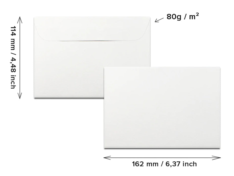 Umschläge für Postkarten und Klappkarten in Sonderfarben I DIN C6 Format I 114 mm x 162 mm I 4 x 6 INCH I Letter Format